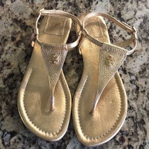 TORY BURCH Metallic Britton Flat Thong Sandal 7